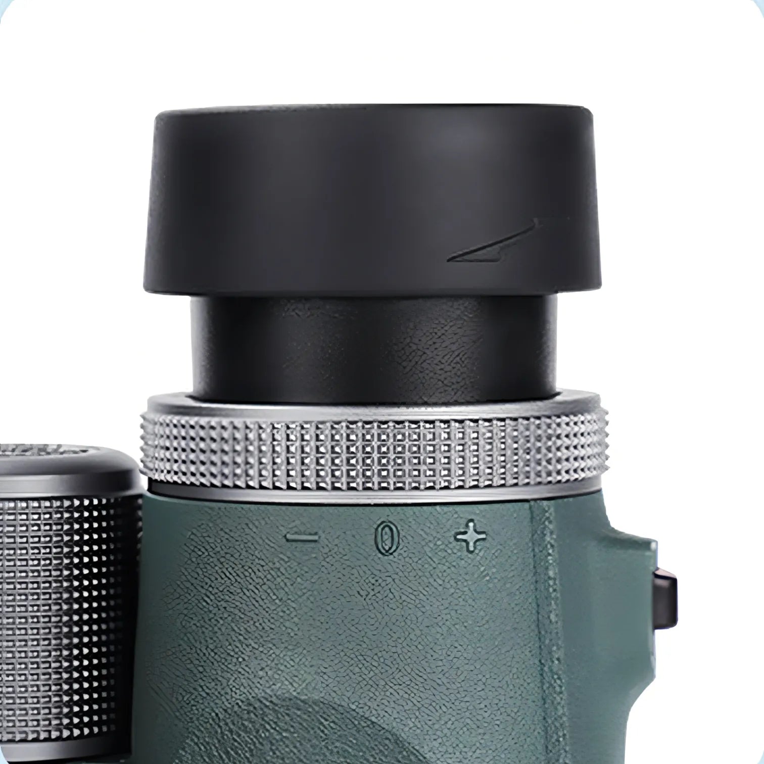 Close-up of a Keswo Binoculars with a focus on the eyecup and control buttons on a white background.