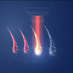 Illustration of a Keswo IPL Hair Removal AB50 targeting hair follicles on a blue background