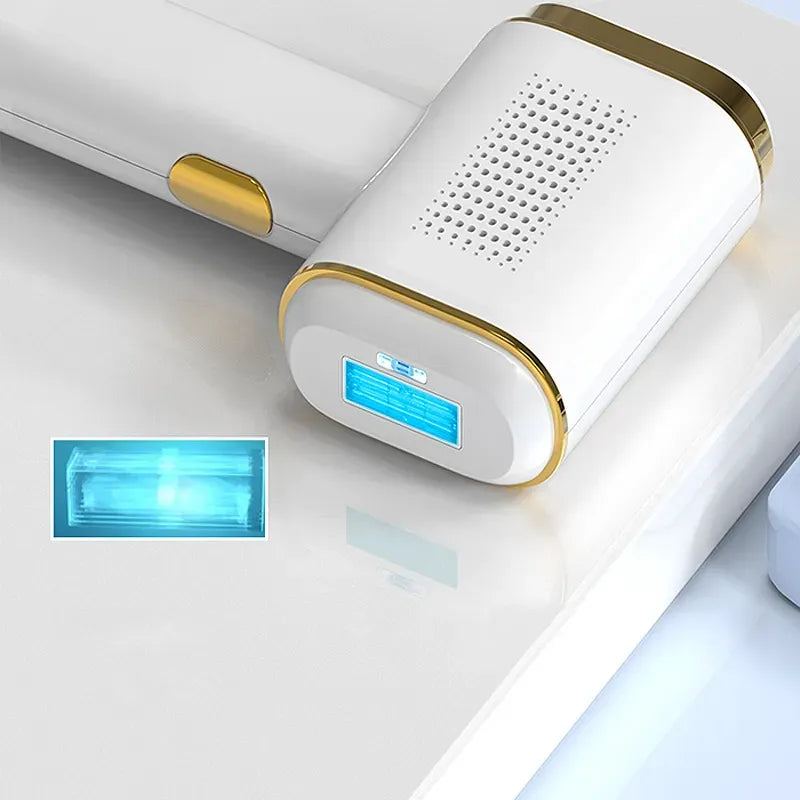 White Keswo IPL Hair Removal AB50 with gold accents on a light gray background