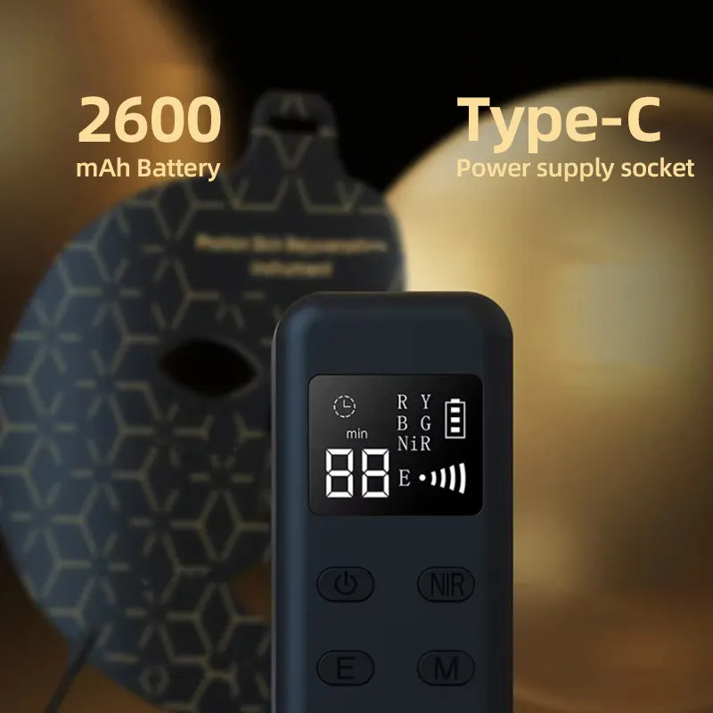 Black electronic device with digital display and buttons, featuring a 2600 mAh battery and Type-C power supply socket.