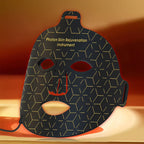 Korons LED Face Mask with geometric design on a warm background