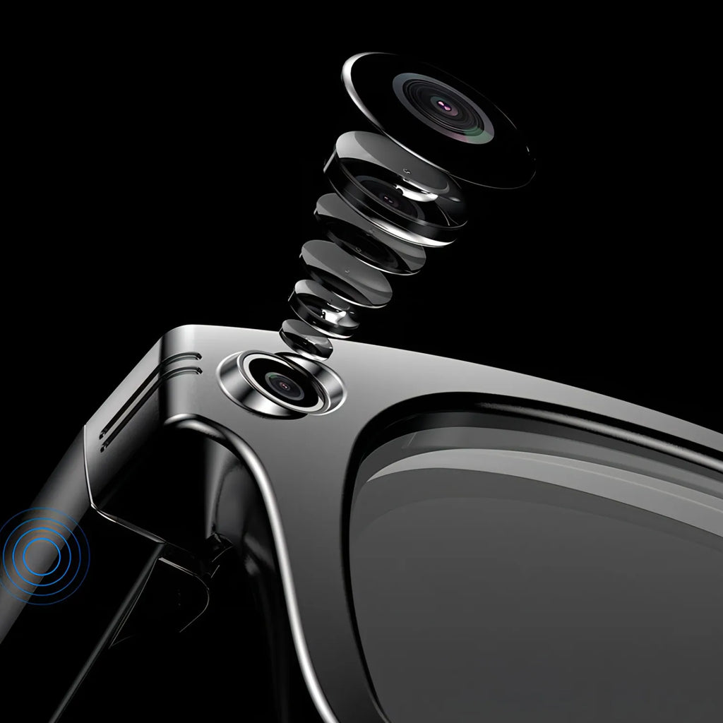 Close-up of a Korons Smart Glasses suspension system with a black background