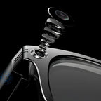 Close-up of a Korons Smart Glasses suspension system with a black background
