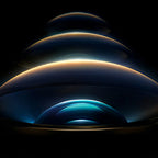 Stack of metallic cylindrical objects with reflective surfaces on a dark background