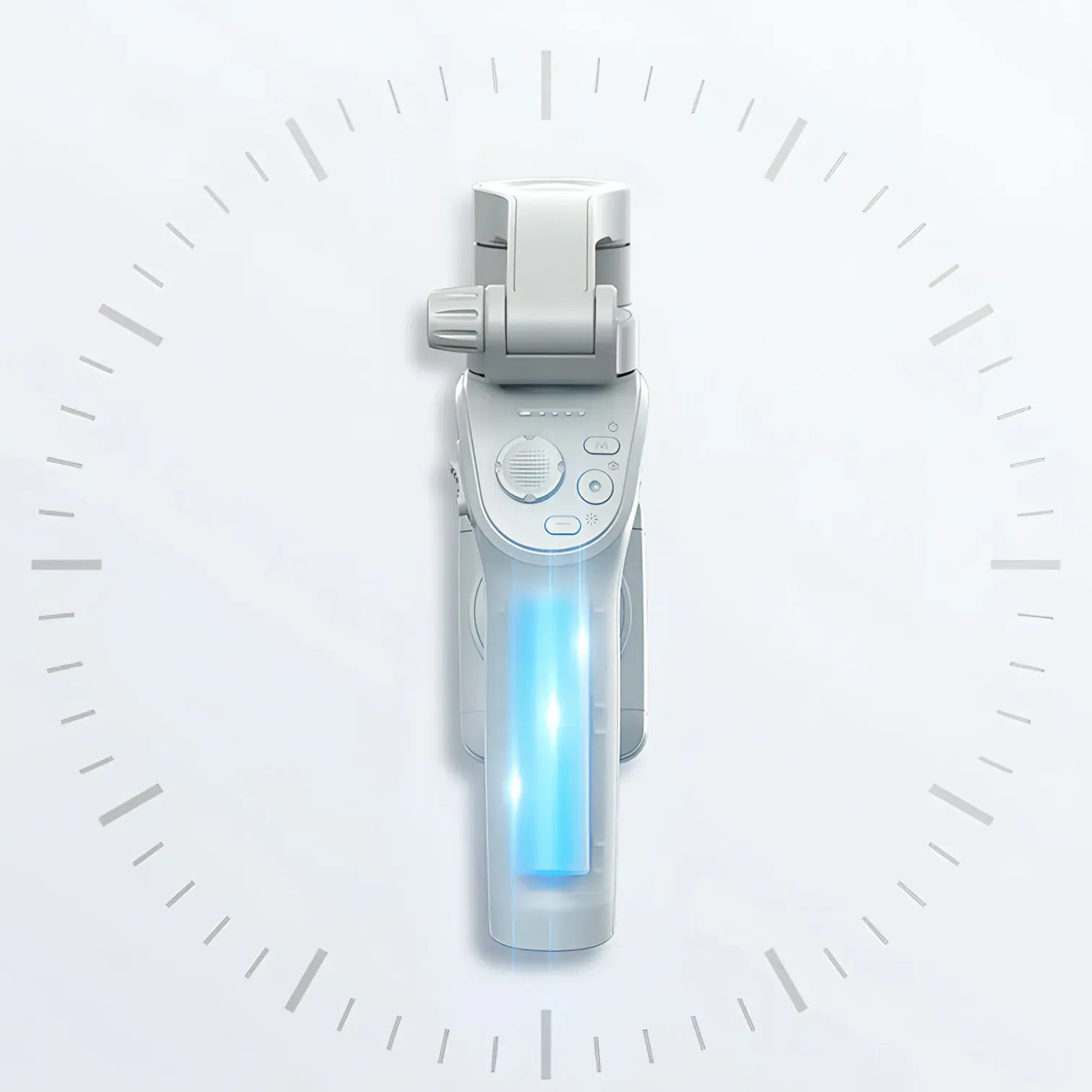 White Kozenix Gimbal with a blue light on a white background