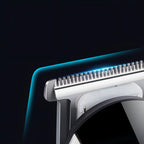 Close-up of a razor head with a black background