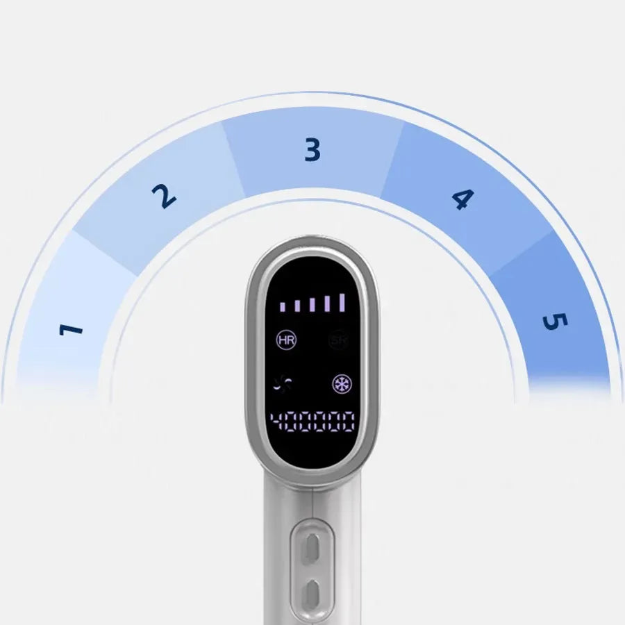 Kozenix IPL Hair Removal AB50 with a display and temperature scale on a white background