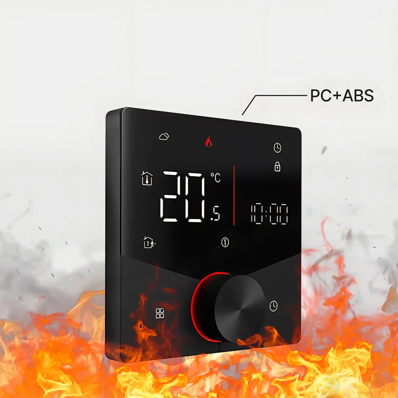 Kozenix Thermostat temperature controller with flames and smoke effects on a white background