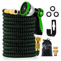 Expandable Lawnora Garden Hose Pipe with spray nozzle, connectors, and storage bag on a white background