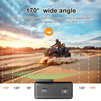MatroDive camera with wide-angle lens on a scenic background with an ATV rider.