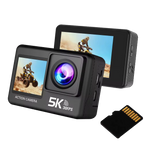 MatroDive camera with two screens and a SD card on a white background