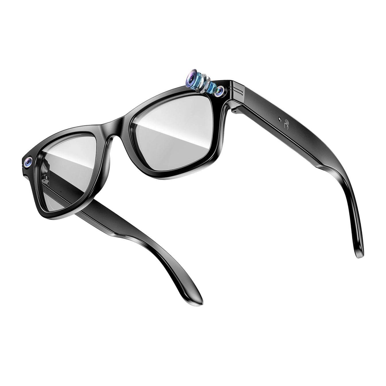 Black Meacode AI Smart Glasses with 'AI' logo on a white background