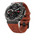 Mivrass GPS Sports Smartwatch with a brown strap on a white background
