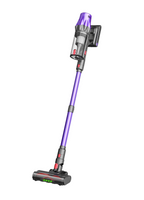 A Miwa Comfort Clean Cordless Vacuum with a purple and dark gray body, shown at an angle on a plain white background.