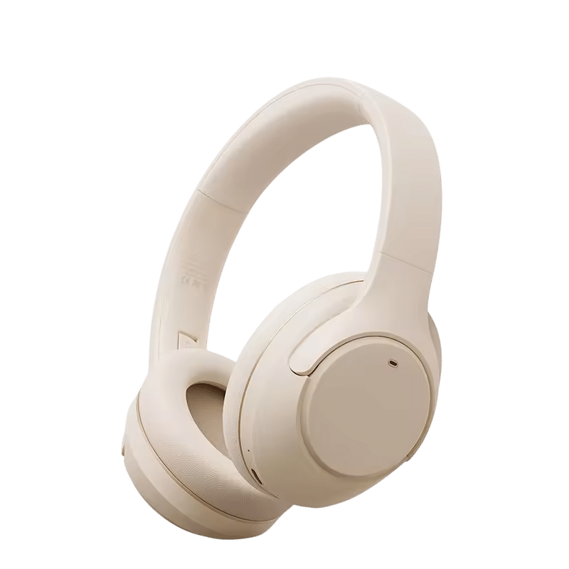 Beige Mufflyon Noise Canceling Headphones on a transparent background