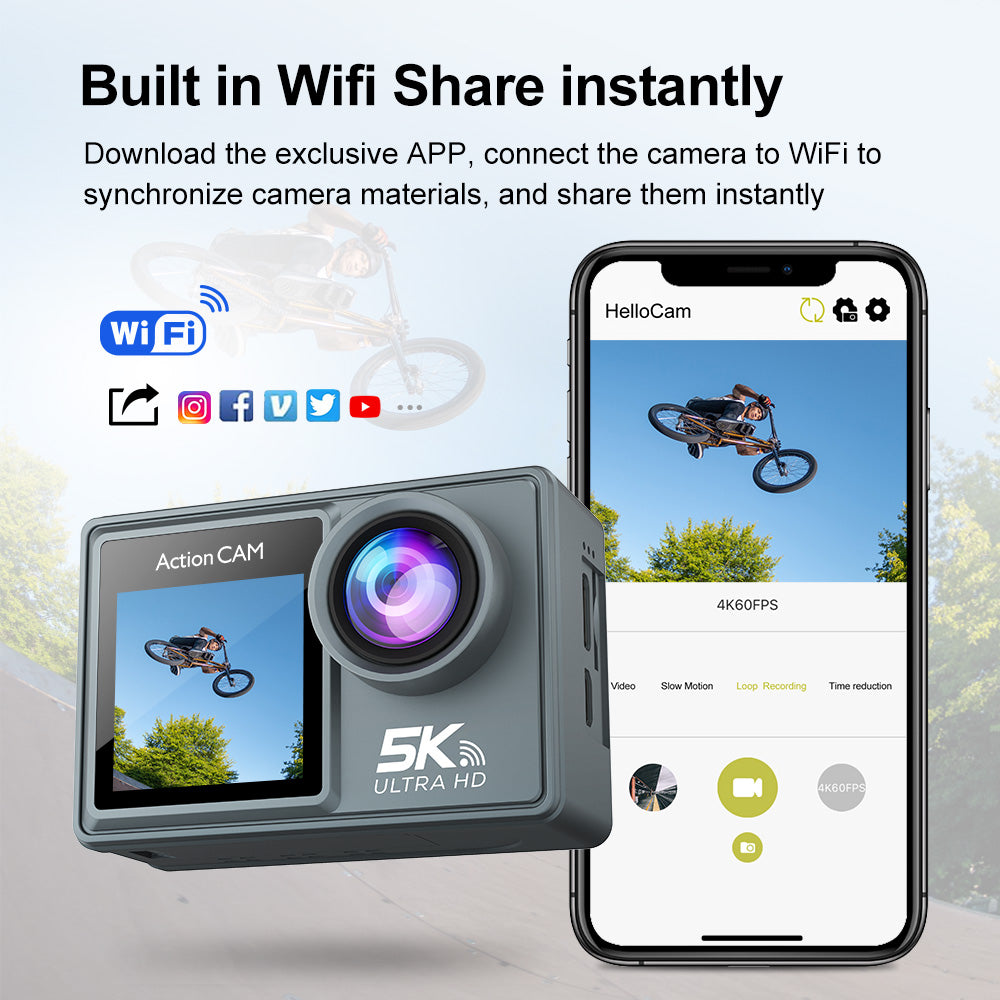 Nordzens Action Camera wifi share instantly 
