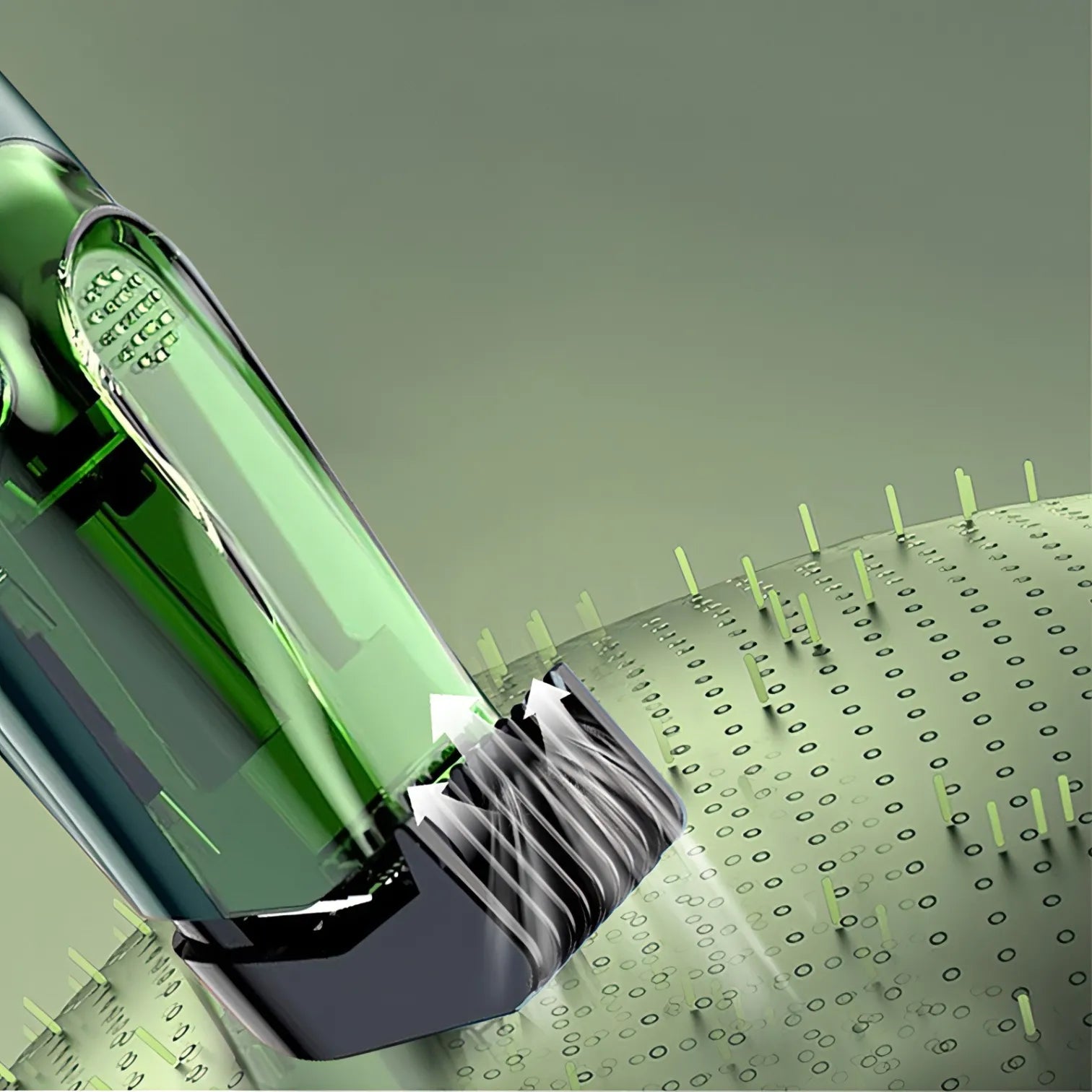 Green and black Nordzens Beard Trimmer with a textured surface on a green background