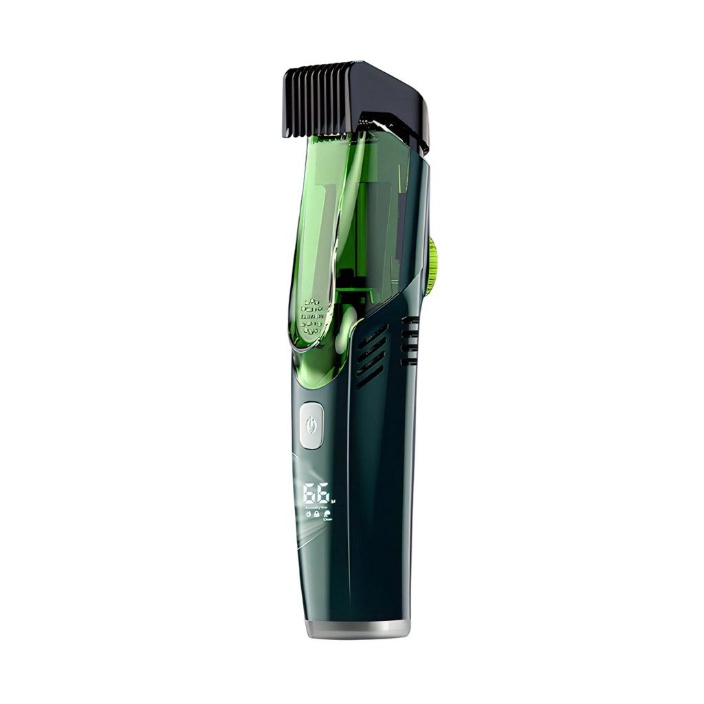Green Nordzens Beard Trimmer with digital display on a white background
