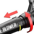 Black Nordzens Leaf Blower with red arrows indicating direction on a white background
