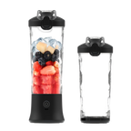 Nordzens Portable Blender with fruits and ice cubes on a white background