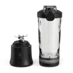 Black and transparent Nordzens Portable Blender with base on a white background