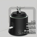 Black Nordzens Portable Blender with charging cable on a gray background