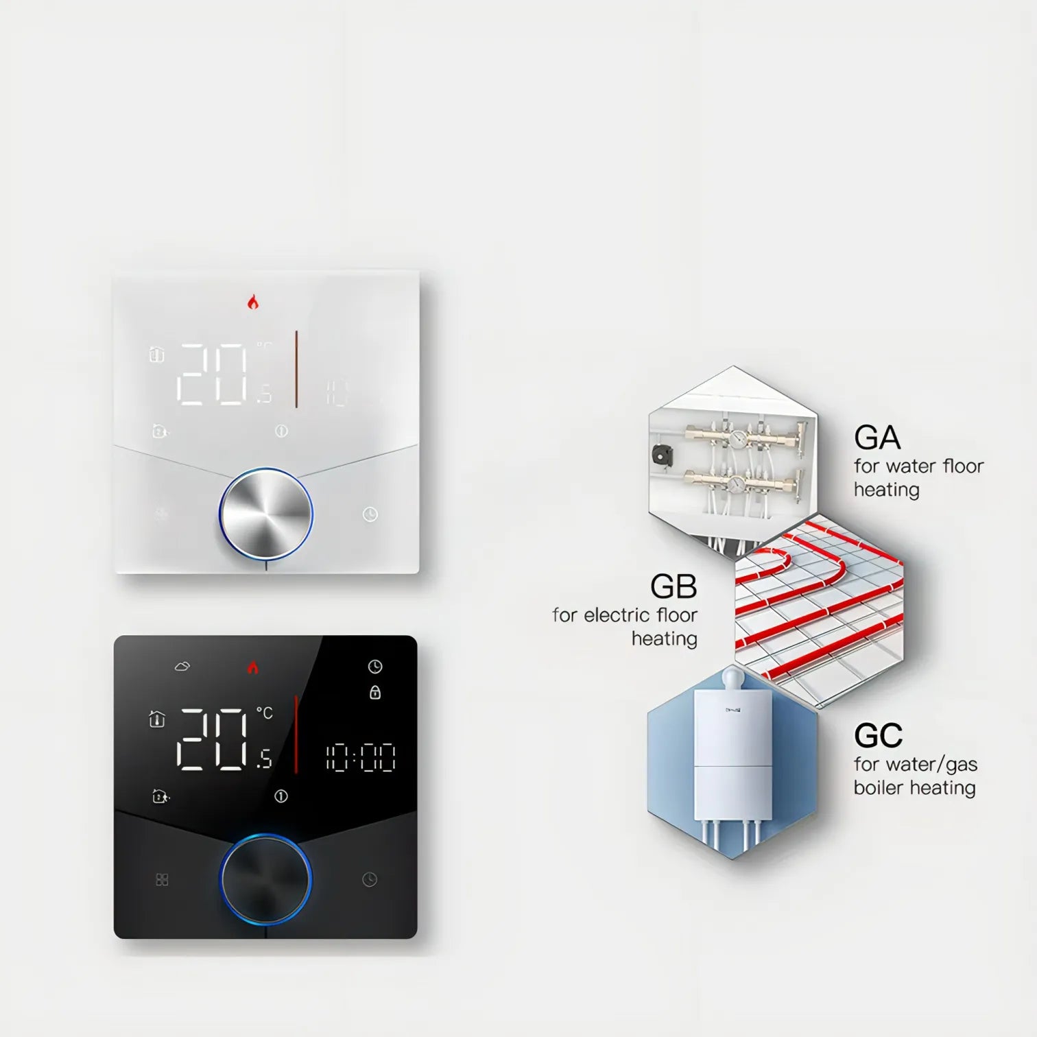 Nordzens Thermostat and heating system components on a white background