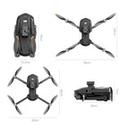 Noventrixa Drone GPS dimensions diagram - folded and unfolded size measurements
