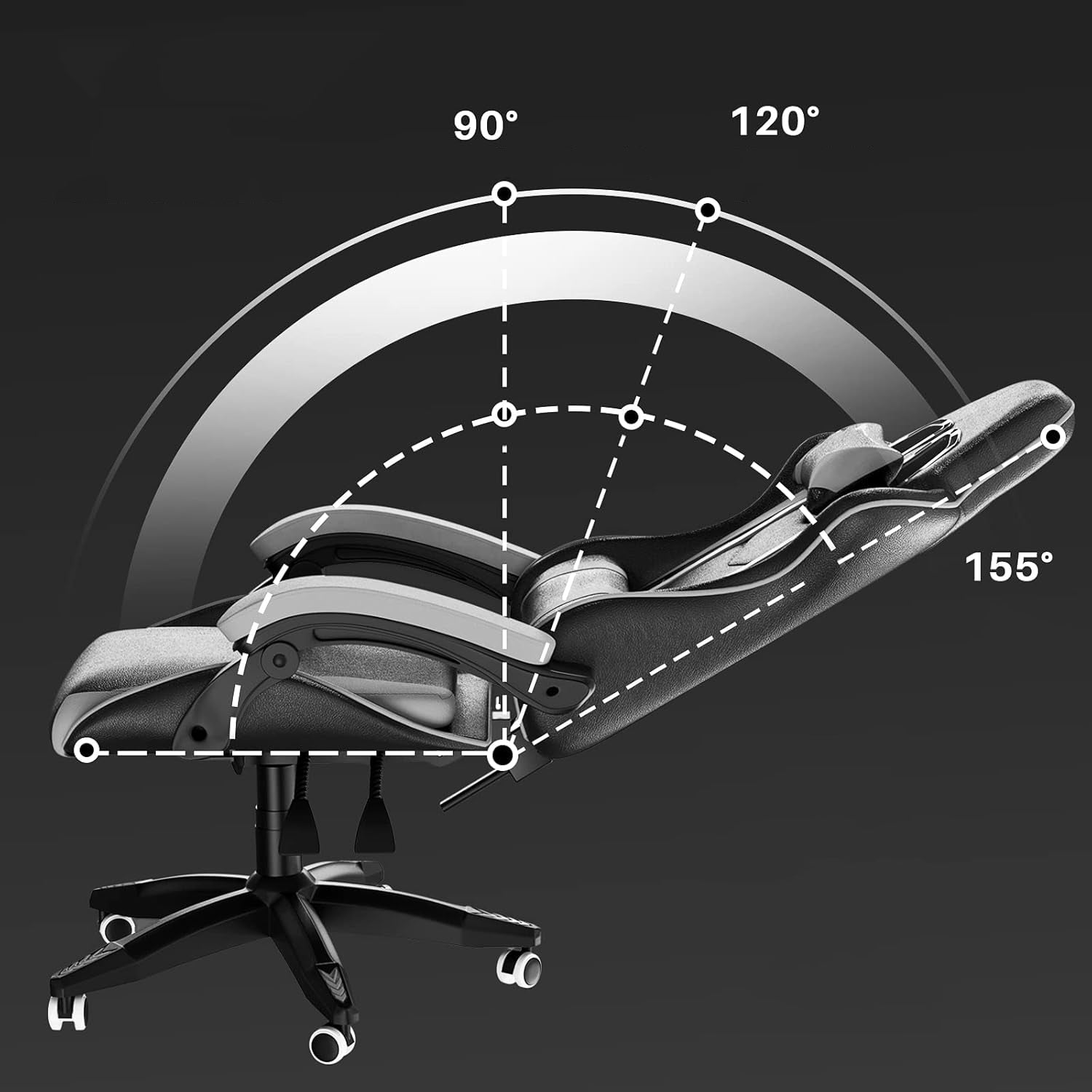 Ocanvas Gaming Chair with adjustable angles shown on a black background