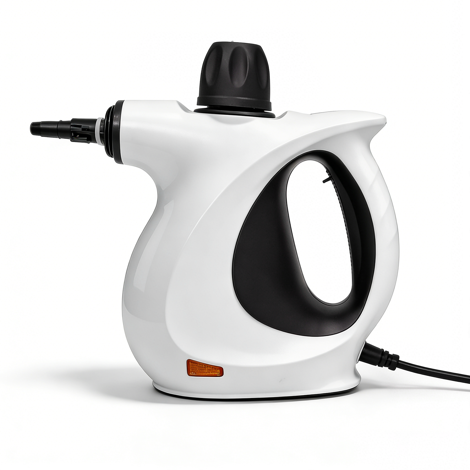 White Oliventa Handheld Steam Cleaner with black accents on a white background