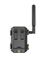 Black Orazum Trail Camera with antenna on a white background
