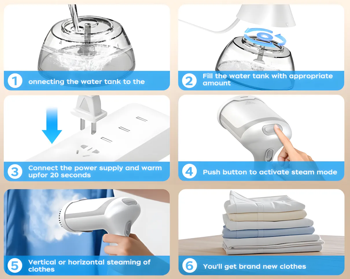 Orivana Handheld Steamer easy operation detail - control interface and steam release mechanism