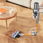 Ozitohome Vacuum Cleaner cleaning a wooden floor with a table and sofa in the background