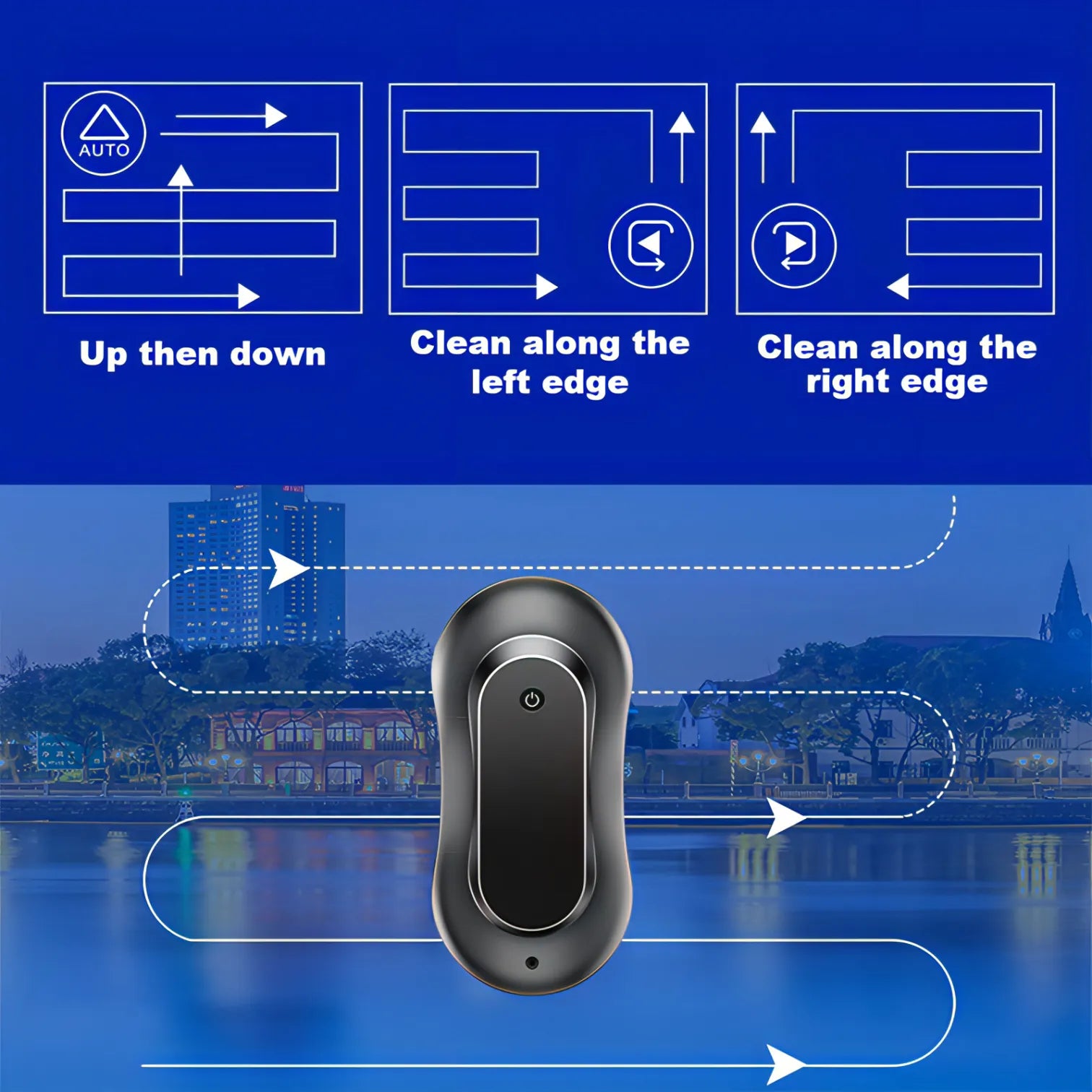 Cleaning instructions for a device with a cityscape background