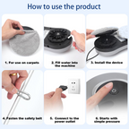 Step-by-step guide on how to use a carpet cleaning machine with text labels.