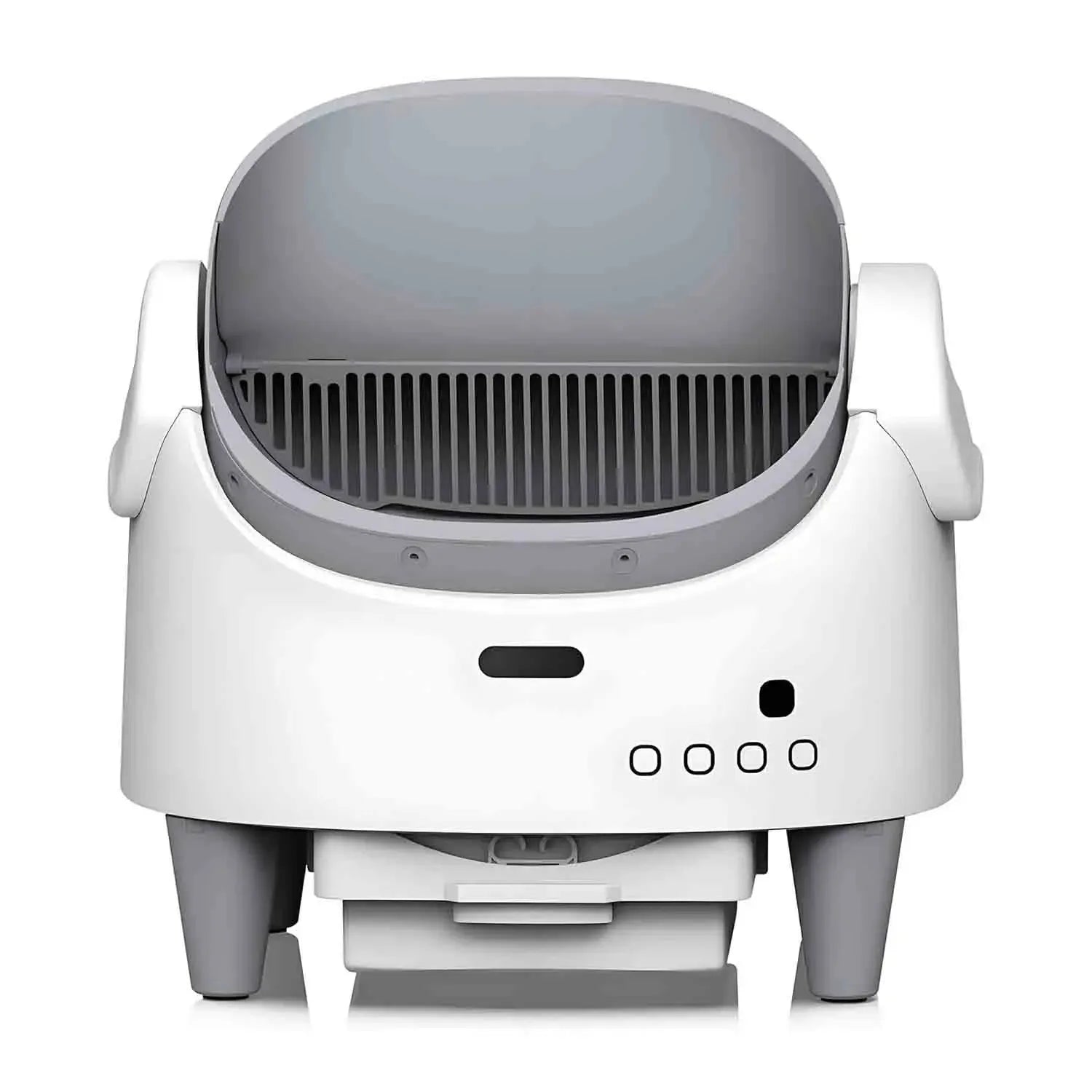 White and gray Plianx Cat Litter Box on a white background