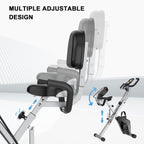 Adjustable gym bench with multiple positions shown on a white background