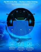 Plianx M7S Robot Vacuum with underwater scene and text about deep cleaning