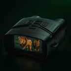 Black Plianx N4 Night Vision Goggles displaying images of lions on a dark background