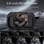PossNiox Night Vision Binocular with screen displaying a bear, surrounded by water and mountains.