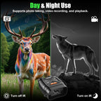PossNiox Night Vision Binocular with a deer and wolf illustration, highlighting day and night use features.