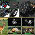 Collage of PossNiox Night Vision Binocular with applications for hunting, fishing, camping, and monitoring.