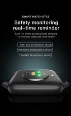 Qnixwatch Smartwatch safety monitoring features on a dark background