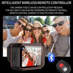Intelligent wireless remote controller with a camera display, shown with a group of people outdoors.