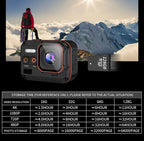 ReefiSnap Action Camera with storage time chart on a mountainous background
