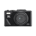 Black ShotRiso Digital Camera with 5K Ultra-HD and 75.0 Mega Pixels on a white background
