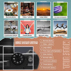 Collage of various photo and video modes with corresponding icons and text labels.