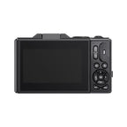 Black ShotRiso Digital Camera with a screen and control buttons on a white background