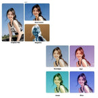 Collage of a woman with different color filters applied to her image.
