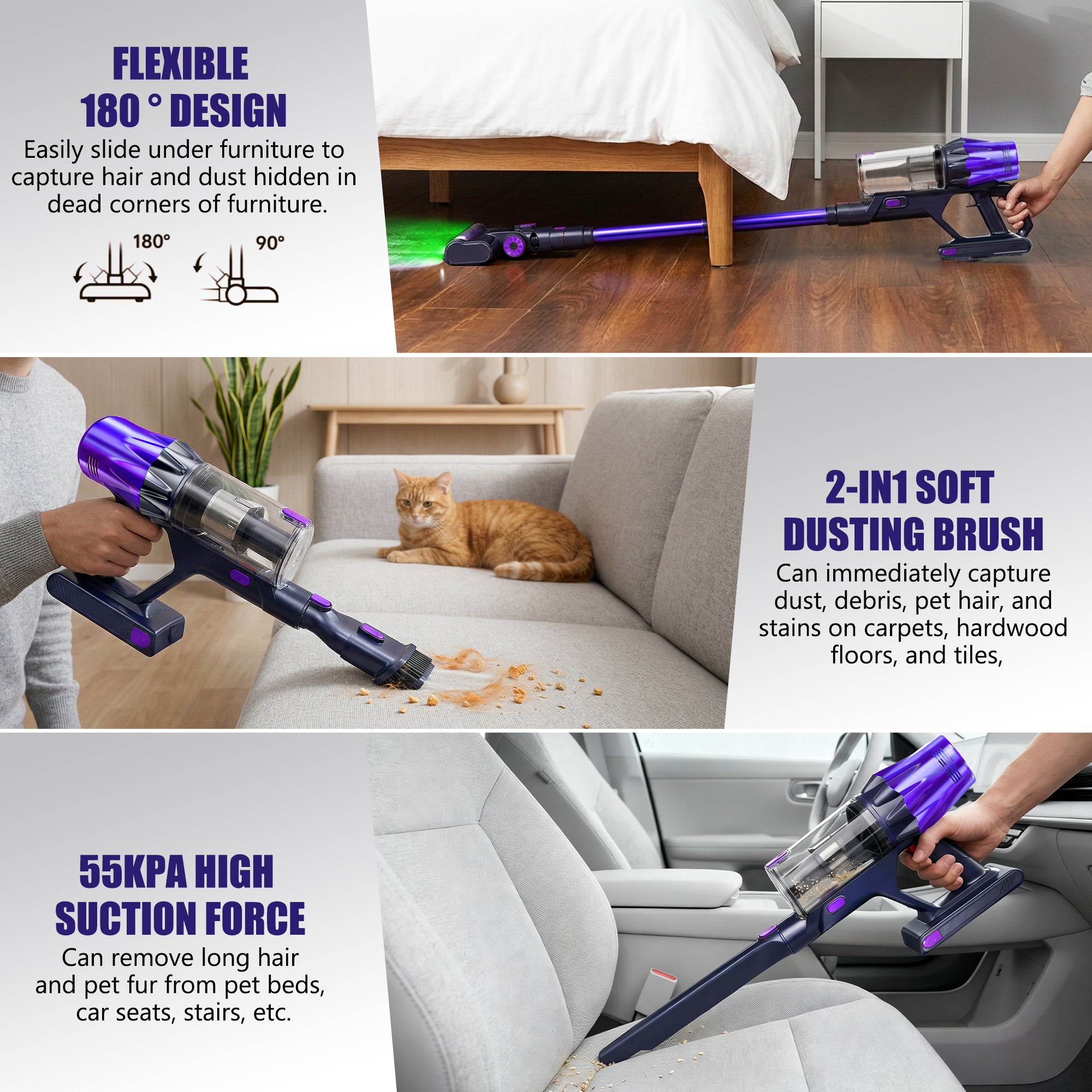 Sixpad S80 Cordless Vacuum Cleaner with features highlighted in a home setting
